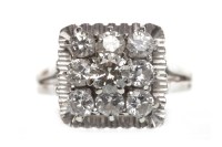 Lot 109 - WHITE GOLD DIAMOND DRESS RING with a square...
