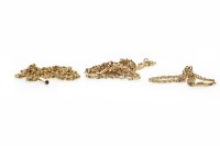 Lot 266 - THREE NINE CARAT GOLD CHAIN NECKLACES along...