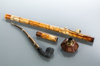 Lot 192 - CHINESE OPIUM PIPE AND ANOTHER PIPE the opium...