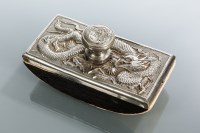 Lot 214 - CHINESE WHITE METAL MOUNTED INK BLOTTER...