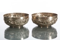 Lot 223 - PAIR OF STRAITS CHINESE SILVER CIRCULAR BOWLS...