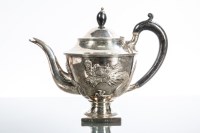 Lot 225 - CHINESE SILVER TEAPOT of tapered circular form...