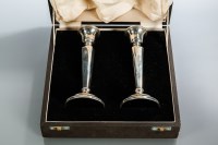 Lot 228 - PAIR OF SILVER TABLE CANDLESTICKS each with...