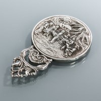 Lot 239 - STRAITS CHINESE SILVER SMALL HANDMIRROR...