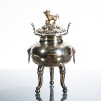 Lot 244 - CHINESE SILVER CENSER with pierced lid and...