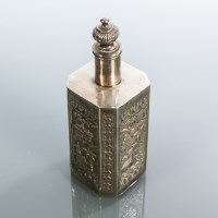 Lot 246 - STRAITS CHINESE SILVER BOTTLE with screw lid...