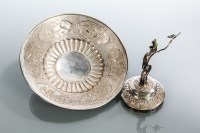 Lot 255 - CHINESE SILVER TAZZA the circular top embossed...