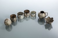 Lot 260 - GROUP OF FOUR CHINESE SILVER NAPKIN RINGS...