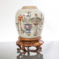 Lot 299 - EARLY 20TH CENTURY CHINESE JAR on a stand,...