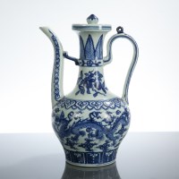 Lot 307 - CHINESE BLUE AND WHITE EWER with dragon...