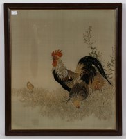 Lot 319 - JAPANESE SILK NEEDLEWORK PANEL depicting a...