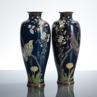 Lot 416 - PAIR OF JAPANESE CLOISONNE VASES of baluster...