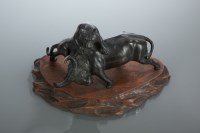 Lot 418 - JAPANESE BRONZE ANIMAL GROUP modelled as a...