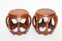 Lot 446 - PAIR OF CHINESE DRUM SHAPED CIRCULAR TABLES...