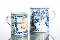 Lot 466 - TWO CHINESE TANKARDS one in blue and white,...