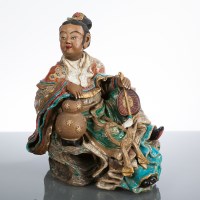 Lot 473 - LARGE CHINESE STONEWARE FIGURE the reclining...