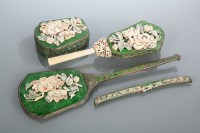 Lot 488 - CHINESE ENAMEL DRESSING TABLE SET on white...