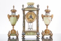 Lot 554 - EARLY 20TH CENTURY FRENCH ALABASTER AND ENAMEL...