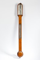 Lot 578 - VICTORIAN OAK STICK BAROMETER maker Bryson of...