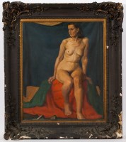 Lot 100 - BRITISH SCHOOL (20TH CENTURY), SEATED NUDE oil...