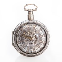 Lot 1561 - A FINE SILVER PAIR CASE VERGE REPEATER CLOCK...