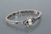 Lot 1635 - ART DECO SAPPHIRE, DIAMOND AND PEARL BRACELET...