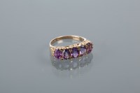 Lot 1654 - VICTORIAN STYLE AMETHYST FIVE STONE RING with...