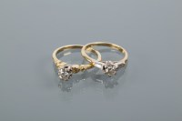 Lot 1673 - TWO DIAMOND SOLITAIRE RINGS both in illusion...