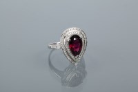 Lot 1684 - TOURMALINE AND DIAMOND CLUSTER RING with a...