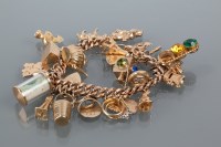 Lot 1703 - NINE CARAT GOLD CHARM BRACELET with charms...