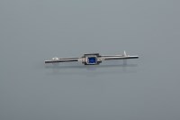 Lot 1726 - ART DECO SAPPHIRE AND DIAMOND BAR BROOCH the...