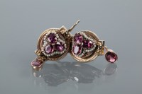Lot 1753 - PAIR OF VICTORIAN GARNET AND PEARL DROP...