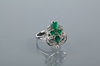 Lot 1776 - UNUSUAL EMERALD AND DIAMOND CLUSTER RING set...