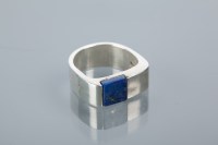Lot 1786 - DANISH SILVER LAPIS LAZULI RING by Moltke,...