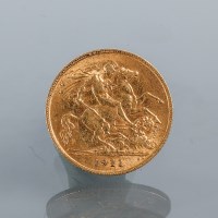 Lot 1521 - GEORGE V GOLD HALF SOVEREIGN DATED 1911