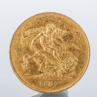 Lot 1525 - VICTORIAN FIVE POUND COIN DATED 1887