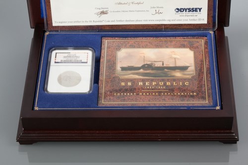 Lot 1556 - SS REPUBLIC SHIPWRECK EFFECT LIBERTY SEATED...