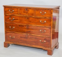 Lot 752 - VICTORIAN MAHOGANY CHEST OF DRAWERS with brass...