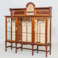 Lot 765 - EDWARDIAN INLAID MAHOGANY BREAKFRONT DISPLAY...