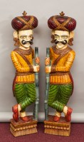 Lot 778 - PAIR OF FLOOR STANDING PAINTED WOOD GUARD...