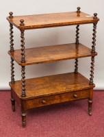 Lot 782 - VICTORIAN BURR WALNUT THREE TIER WHAT NOT with...