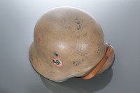 Lot 802 - THIRD REICH DOUBLE DECAL STEEL HELMET possibly...