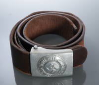 Lot 805 - WWII NAZI WEHRMACHT BELT with leather straps...