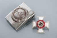 Lot 835 - THIRD REICH WHITE METAL BELT BUCKLE AND PIN...