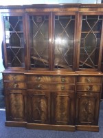 Lot 934 - REPRODUCTION BURR WALNUT SECRETAIRE BREAKFRONT...