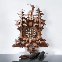 Lot 526 - RICHLY CARVED BLACK FOREST DEER MOUNTED CUCKOO...