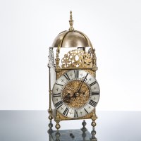Lot 539 - VICTORIAN BRASS LANTERN CLOCK the dial with...