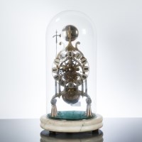 Lot 556 - 20TH CENTURY BRASS SKELETON CLOCK of typical...