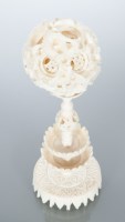 Lot 261 - CHINESE IVORY CONCENTRIC BALL ON STAND 16cm high