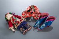 Lot 274 - TWO PAIRS OF CHINESE BOUND FEET SHOES AND A...